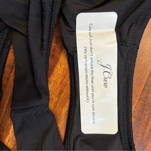 NWT J. Crew Ribbed High Rise High Leg Cheeky Bikini Swim Bottom Black M #3156 - Picture 9 of 14